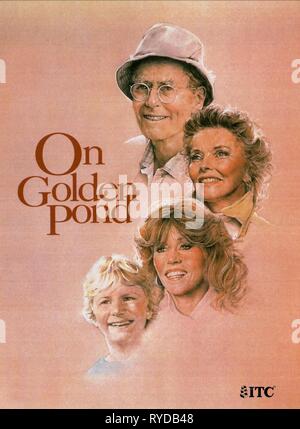 HENRY FONDA, KATHARINE HEPBURN, JANE FONDA,DOUG MCKEON POSTER, ON GOLDEN POND, 1981 Stock Photo