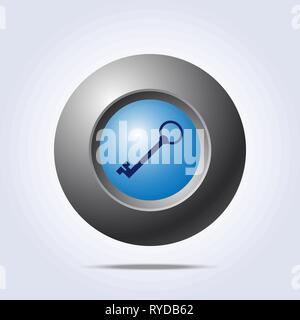 Key icon on blue button. Vector illustration Stock Vector