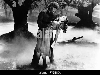 LON CHANEY JR., EVELYN ANKERS, THE WOLF MAN, 1941 Stock Photo