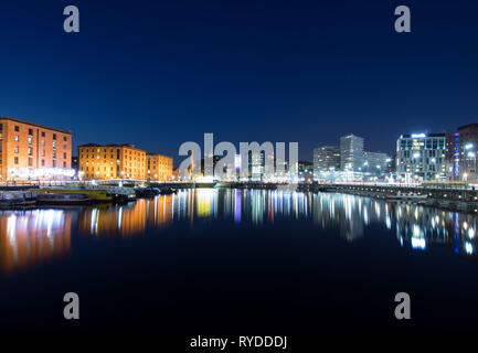A shot of The fabulous Royal Albert Dock in Liverpool. Even the stars came out for this long exposure. Stock Photo
