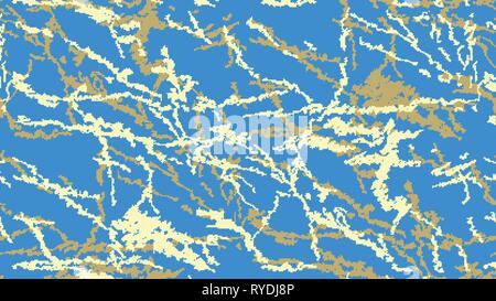 Seamless marble vector texture. Blue marble with gold veins. Marble effect. Graceful background. Rectangular tile. Stock Vector