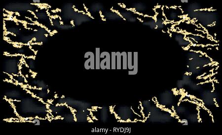 Black marble with gold texture. Marble effect. Frame Stock Vector