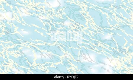 Seamless marble vector texture. Blue marble with gold veins. Marble effect. Graceful background. Rectangular tile. Stock Vector