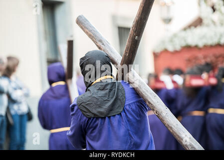 The Royal and Most Fervent Brotherhood of Penitents, and The Palms Brotherhood, The Holy Christ of the Good Death, Our Lady of Hope and Saint John the Stock Photo