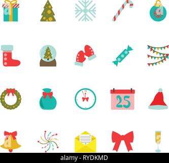 Vector illustration. Set of christmas illustrations. Flat style Stock Vector