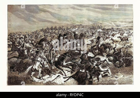 Franco-Prussian War: Rapid Fire of the Prussian Infantry Riders against the French Cavalry, the Battle of Sedan, September 1 1870 Stock Photo