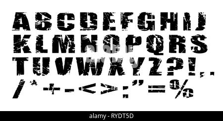 Vector Grunge Alphabet - Black letters on white background - scalable Stock Vector