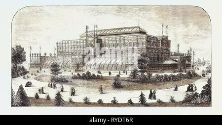 The Philadelphia Exhibition, the Horticultural Buiding, Engraving 1876, US, USA, America, United States Stock Photo