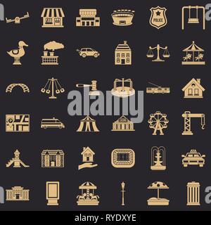 Small city icons set, simple style Stock Vector