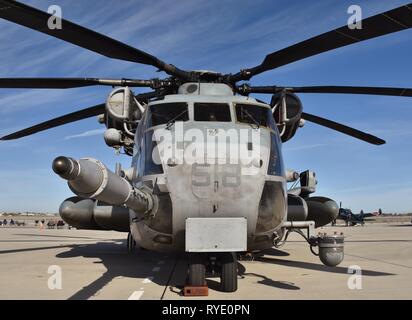 A Marine Corps Sikorsky CH-53E Super Stallion on the runway at MCAS Yuma. Stock Photo