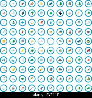 100 fire icons set, isometric 3d style Stock Vector