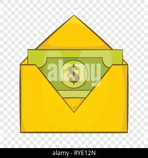 Dollar bills in yellow paper envelope icon Stock Vector