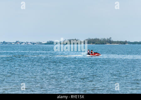 Fort Myers, USA - April 29, 2018: Road street highway green signs for ...