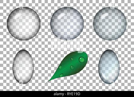 Realistic water drops set vector illustration. Stock Vector