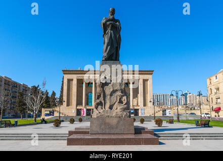 Azerbaijan, Baku, March 12, 2019 Monument to the poet Mohammad Fizuli Stock Photo