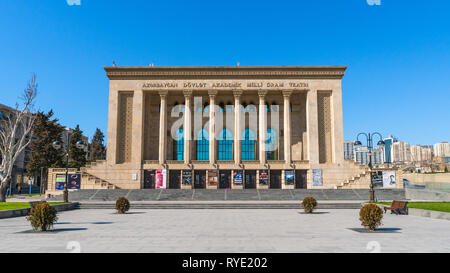 Azerbaijan, Baku, March 12, 2019 Building of the State National Drama Theater