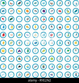 100 fitness icons set, isometric 3d style Stock Vector