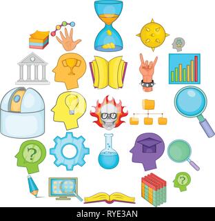 Brilliant idea icons set, cartoon style Stock Vector