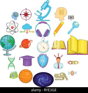 Brainstorm icons set, cartoon style Stock Vector