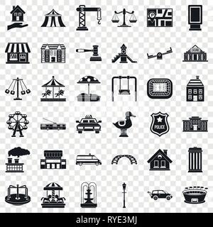 Small city icons set, simple style Stock Vector