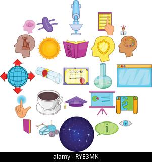 Brainwave icons set, cartoon style Stock Vector