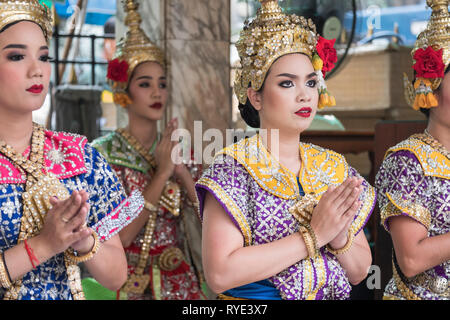 Traditional dancing at the Erawan Shrine Bangkok Thailand