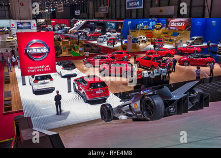 Geneva / Switzerland - march 9 2019 : Geneva International Motor Show, Nissan Stock Photo