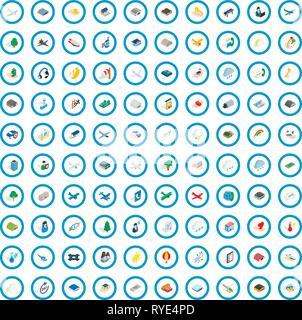 100 flight aviation icons set, isometric 3d style Stock Vector