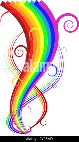 Abstract vector rainbow curves on white background Stock Vector
