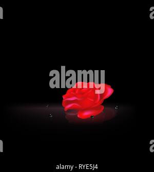 darkness and the abstract red rose with black beads Stock Vector