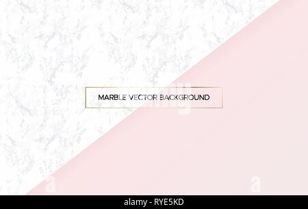 Marble texture abstract background. White and pink Stock Vector