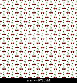 simple abstract pattern with the image of the heart in the form of cherry, flat design Stock Vector