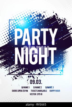 Vector illustration club disco party night flyer dancing event template with colorful background and space for text Stock Vector