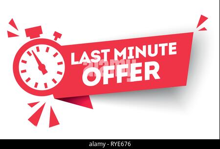Vector RedLast Minute Offers, Now Advertisement Label Stock Vector