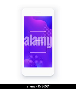 White smartphone. Abstract purple background. Stock Vector