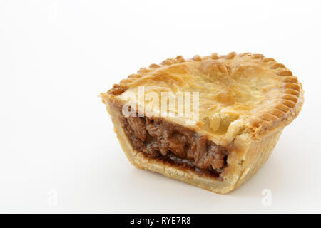 Savoury meat pie with a beef filling studio isolated Stock Photo