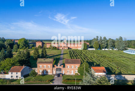 France, Ain, La Dombes region, Le Plantay, Notre Dame des Dombes abbey called the Trappe Notre Dame des Dombes (aerial view) // France, Ain (01), la D Stock Photo