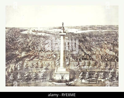 The City of Baltimore City, Md. In 1880 View from Washington Monument Looking South A. Sachse & Co. Lithographers, US, USA, America Stock Photo