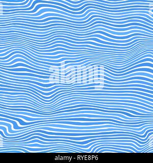 Blue Striped Pattern. Wavy Ribbons. Curvy Lines Texture. Stock Vector