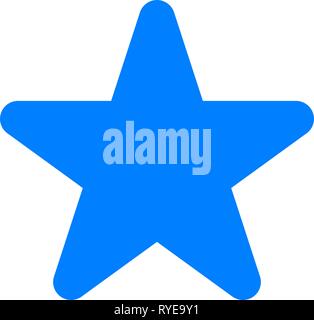 Star symbol icon - blue simple outline, 5 pointed rounded, isolated ...