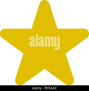 Star symbol icon - golden simple, 5 pointed rounded, isolated - vector illustration Stock Vector