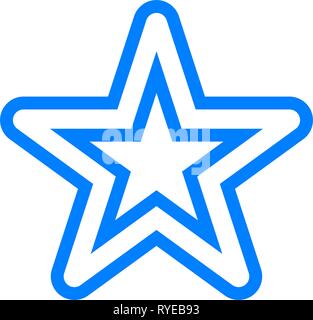 Star symbol icon - blue simple hollow outline, 5 pointed rounded, isolated - vector illustration Stock Vector