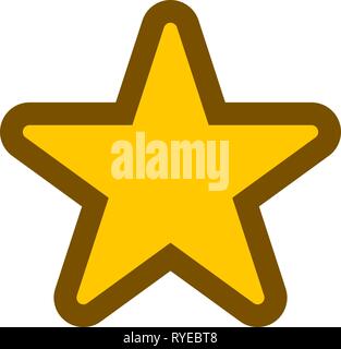 Star symbol icon - golden simple with outline, 5 pointed rounded, isolated - vector illustration Stock Vector