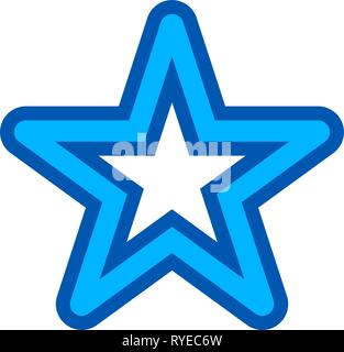 Star symbol icon - blue simple hollow with outline, 5 pointed rounded, isolated - vector illustration Stock Vector