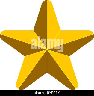 Star symbol icon - golden simple 3d, 5 pointed rounded, isolated - vector illustration Stock Vector