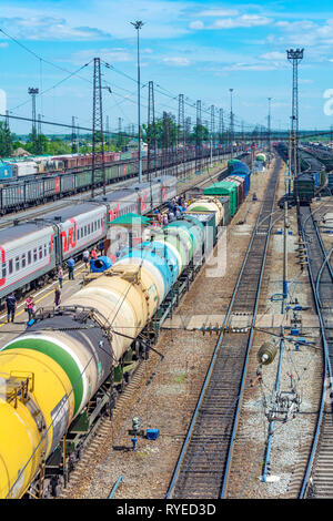 Railway station in the town of Mariinsk on the Trans-Siberian railway Magistral, Kemerovo region Stock Photo