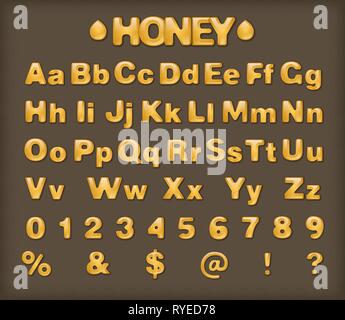 Illustration of gold stickers English Alphabet letters vector Stock Vector