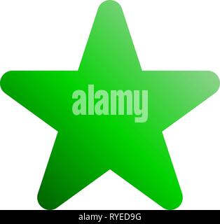 Star symbol icon - green gradient, 5 pointed rounded, isolated - vector illustration Stock Vector