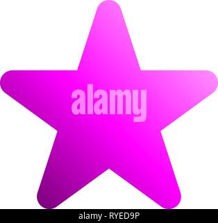 Star symbol icon - purple gradient, 5 pointed rounded, isolated - vector illustration Stock Vector
