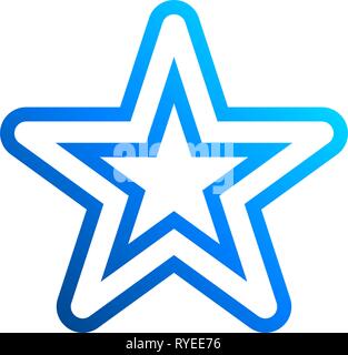 Star symbol icon - blue hollow gradient outline, 5 pointed rounded, isolated - vector illustration Stock Vector